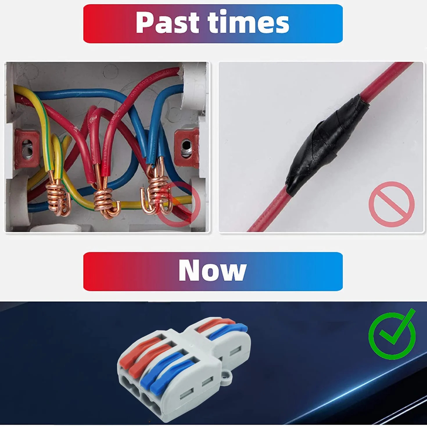 Conectores Electricos, CESFONJER 10 pcs SPL-42 Conector Cable, biateral conector conductor compacto, bloques de conectores eléctricos (2 en 4 fuera)