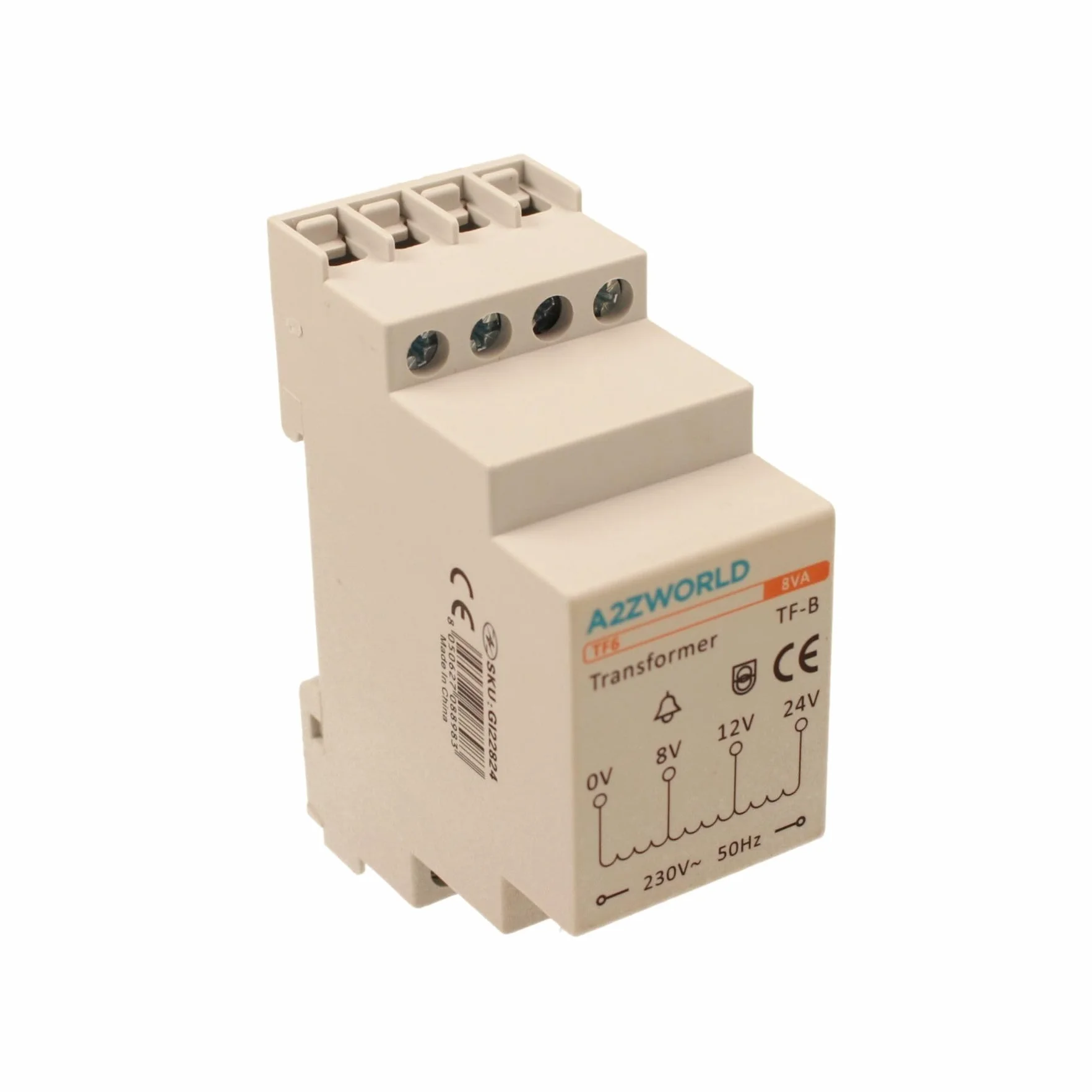 Transformador de timbre modular, salida 8 V, 12 V, 24 V AC, para interfonos y videoporteros, 2 módulos DIN, 230 V AC Input, certificado IEC61588-1, IP20, serie TF6 profesional