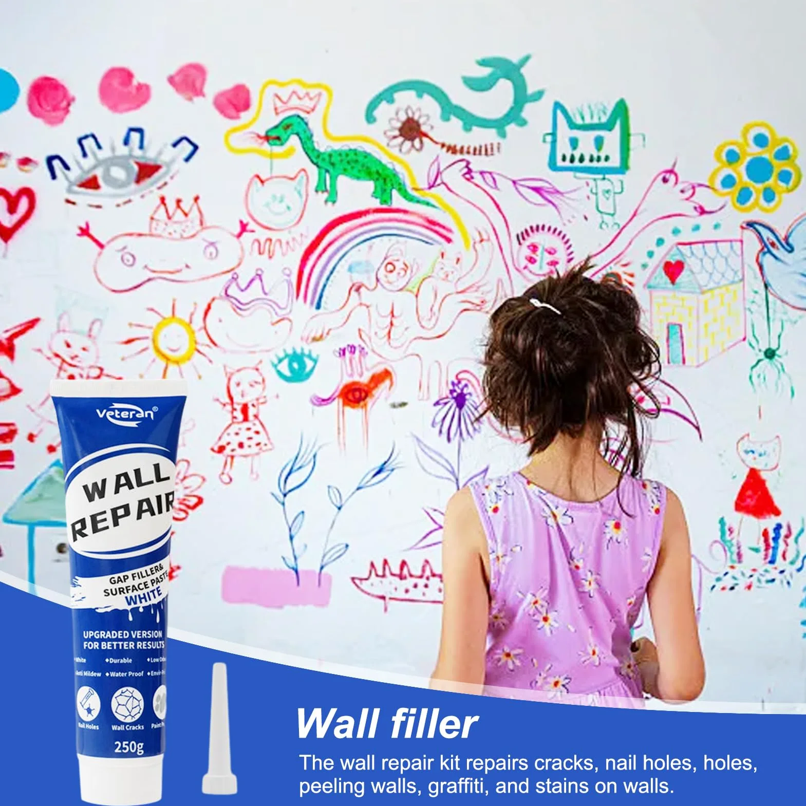 spackles Wall Repair, Plaster Wall Repair Paste, Household Mending Cream, Quick Drying White Tile Grout Filler, Crack and Peeling Agent for Walls, Ceilings, Azulejos and Home Renovation