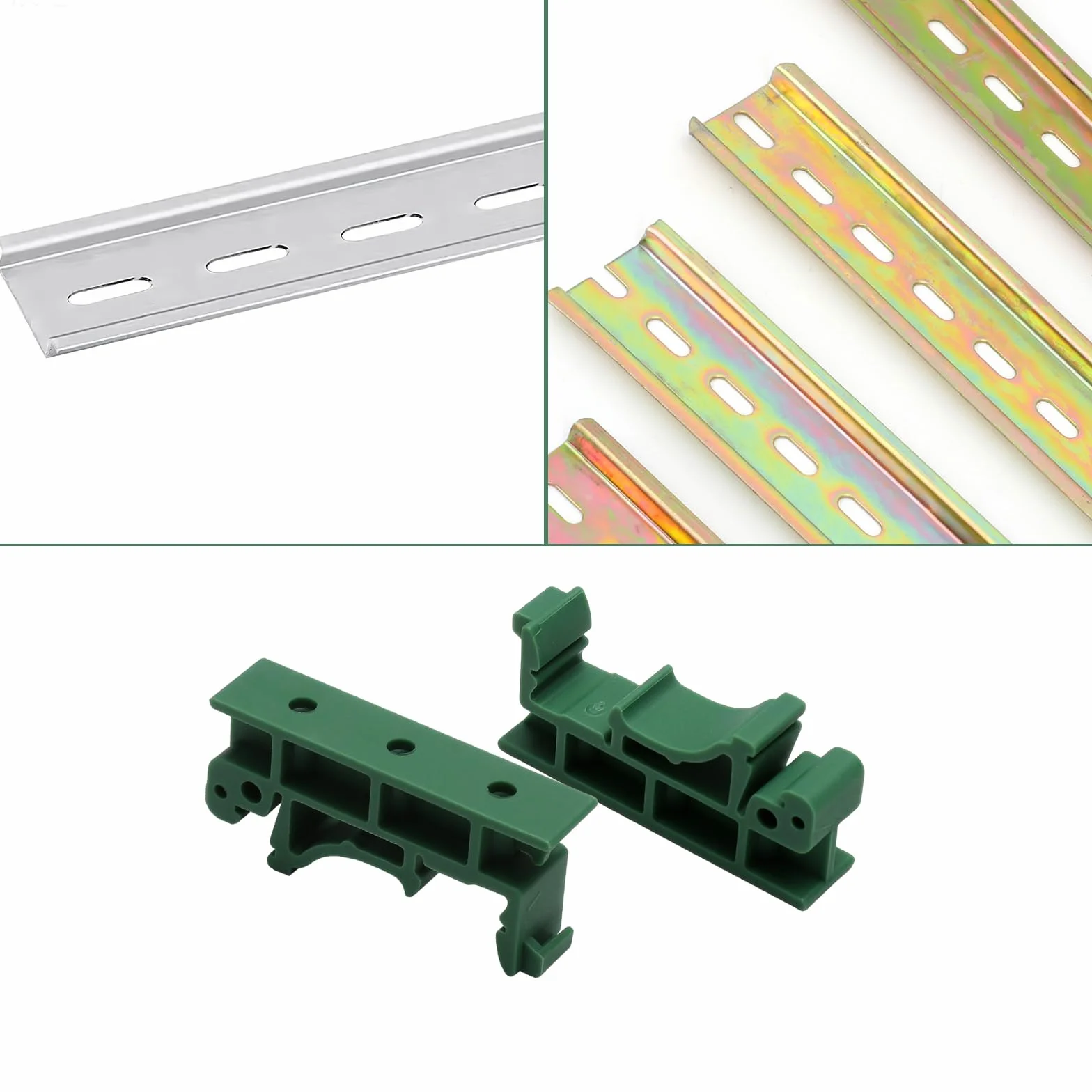 20 Piezas PCB DIN Soporte de Montaje, Verde PCB DIN C45 Adaptador Juego de Adaptadores con 40 Tornillos, Carril DIN Adaptador para Carril de Montaje DIN 45 35 mm PCB Soporte de Montaje