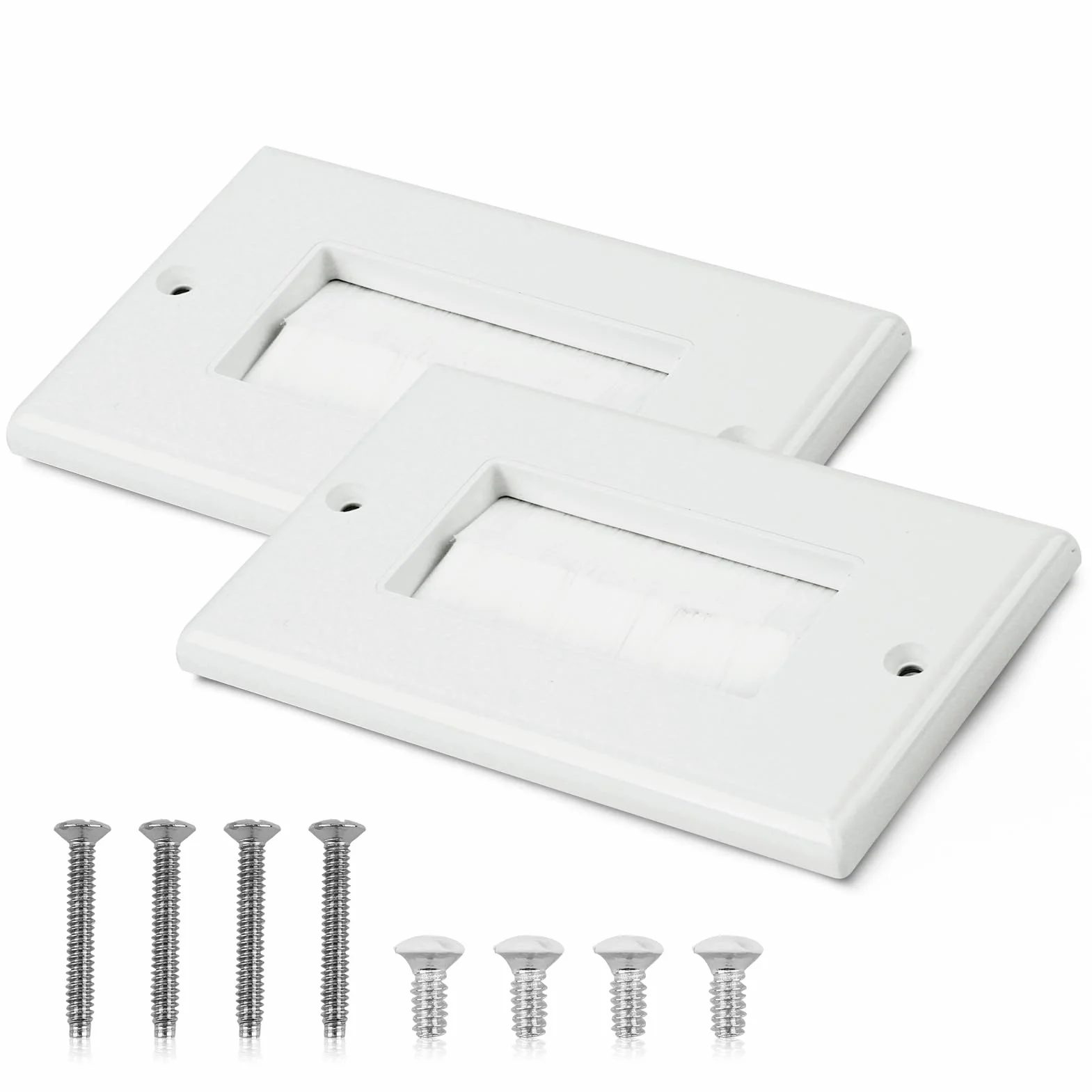Placas de Pared con Cepillo para Pasacables, Cubierta Empotrable para Ocultar Cables, 2 Piezas