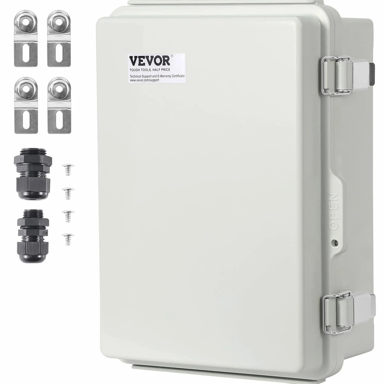 VEVOR Caja de Conexiones Eléctricas Cubierta con Bisagras para Caja Eléctrica de Plástico ABS de 300x200x180mm Pestillo de Acero Inoxidable Impermeable IP67 a Prueba de Polvo para Proyectos Eléctricos