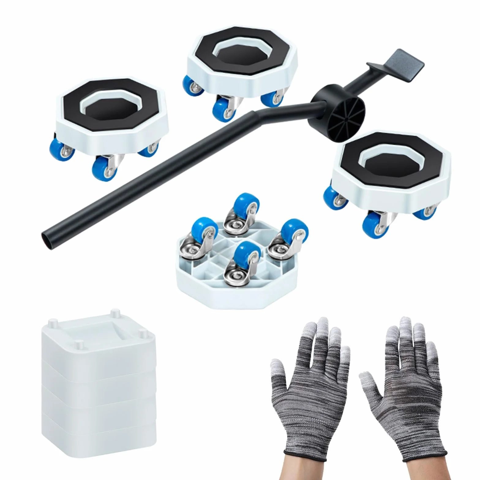 Kit de desplazamiento con ruedas para muebles y elevadores para muebles pesados – Patin deslizante para muebles pesados con elevador de muebles, elevador de puerta y herramientas de