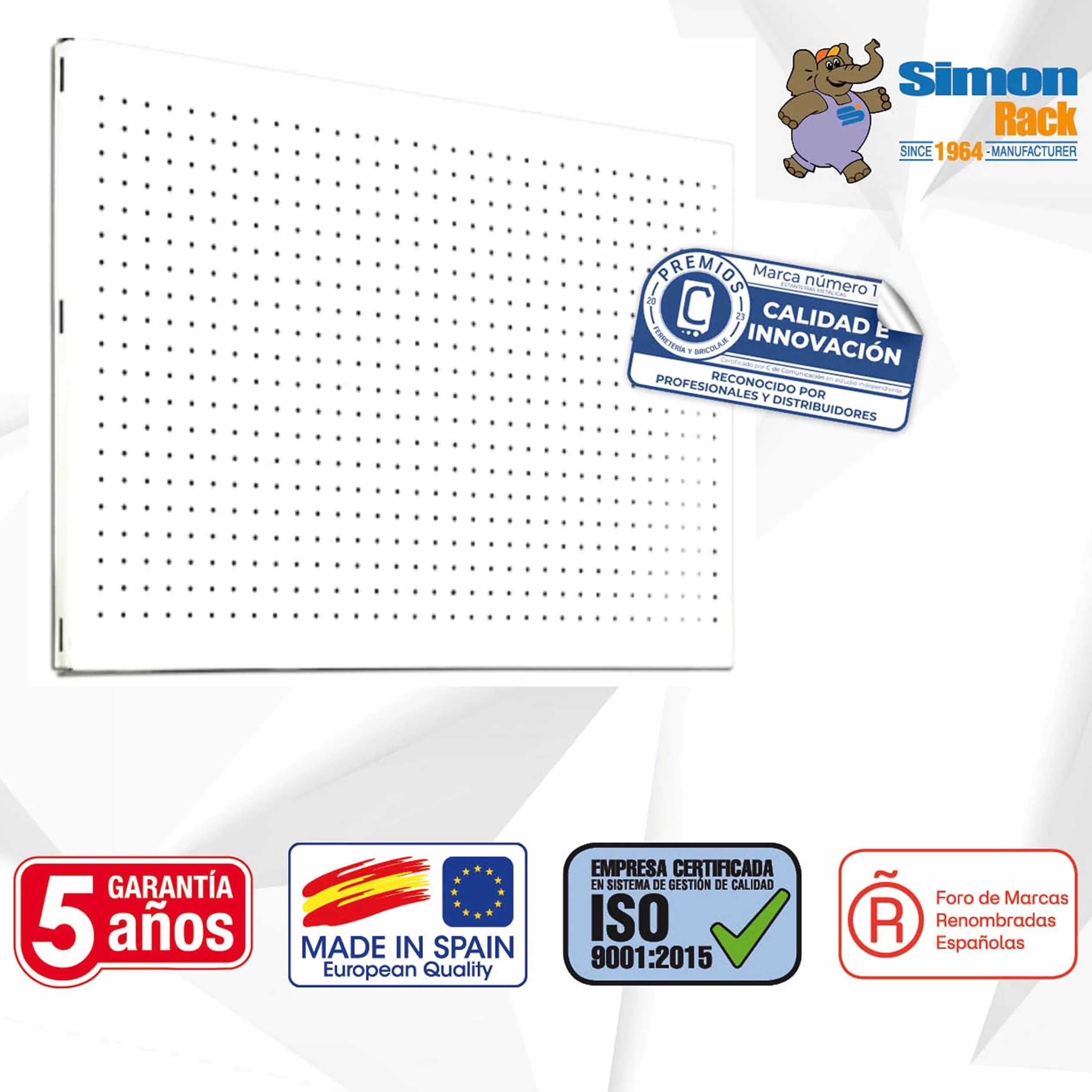 Simon Rack Panel Herramientas Pared, 900x400 mm, Metal, Blanco