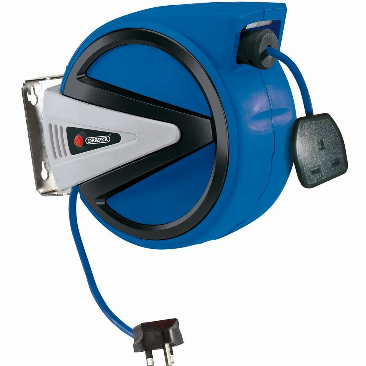DRAPER 15051 Rollo de cable eléctrico retráctil, azul, 10 m