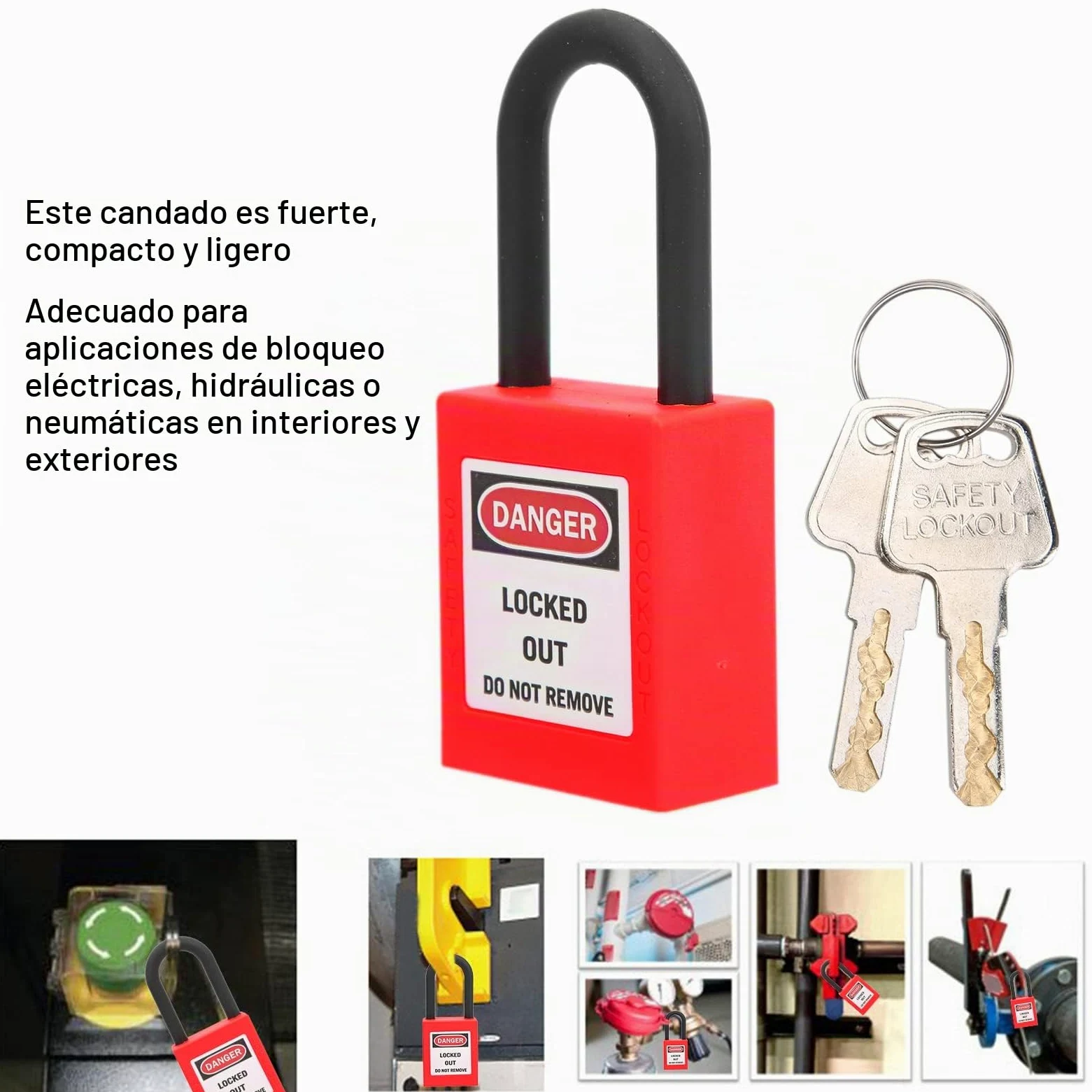 5 Juegos de Cerraduras de Bloqueo de Nailon de 38 Mm, Candados de Seguridad a Prueba de Polvo, Candados de Etiquetado, Candado Loto, Cerradura de Seguridad para Sitios (rojo)