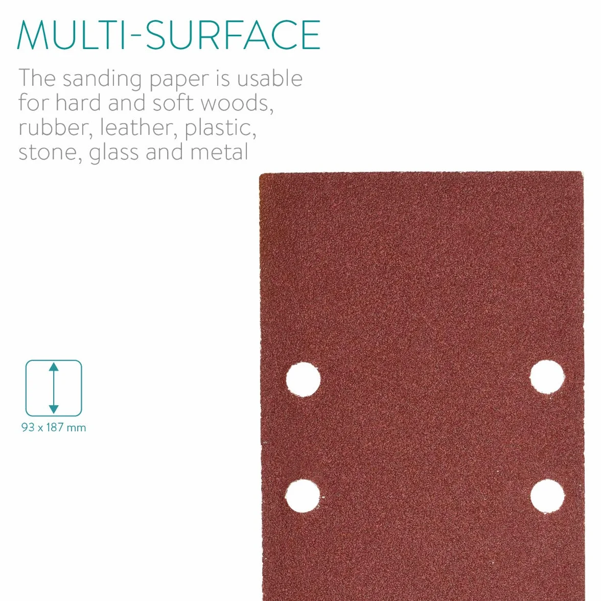 Navaris Set de 25x papel de lija - Papeles de lija para lijadora rectangular de banda de 93 x 187 MM - 10 unidades de grano P100 y 5 de P40 P60 P80