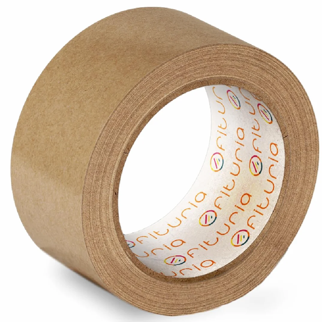 OFITURIA Cinta Adhesiva Ecológica de Papel Kraft color Marrón. Cinta de Carrocero para Embalaje, Enmarcar Cuadros o Sellar. Empaquetado Seguro y Resistente (48 mm x 45 mts - Kraft, 1 Rollo)