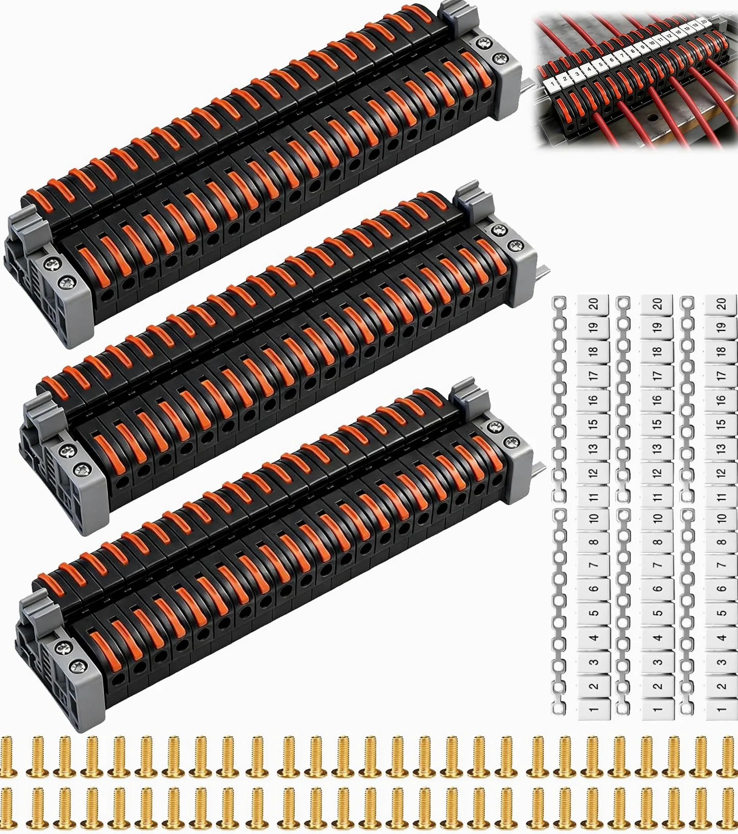60 terminales de conexión bornes carril din 0,08 – 4 mm², PCT-211 terminales eléctricos enchufables,clemas electricas rapidas, bornes de conexion carril din para cableado rápido