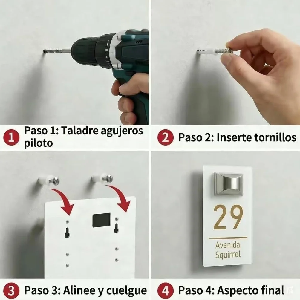 Número de Casa Solar LED Personalizado - Letrero de Dirección Iluminado con Luz Solar, Placa Acrílica Moderna, Regalo Ideal para Casa Nueva, Patio o Jardín(White-White)