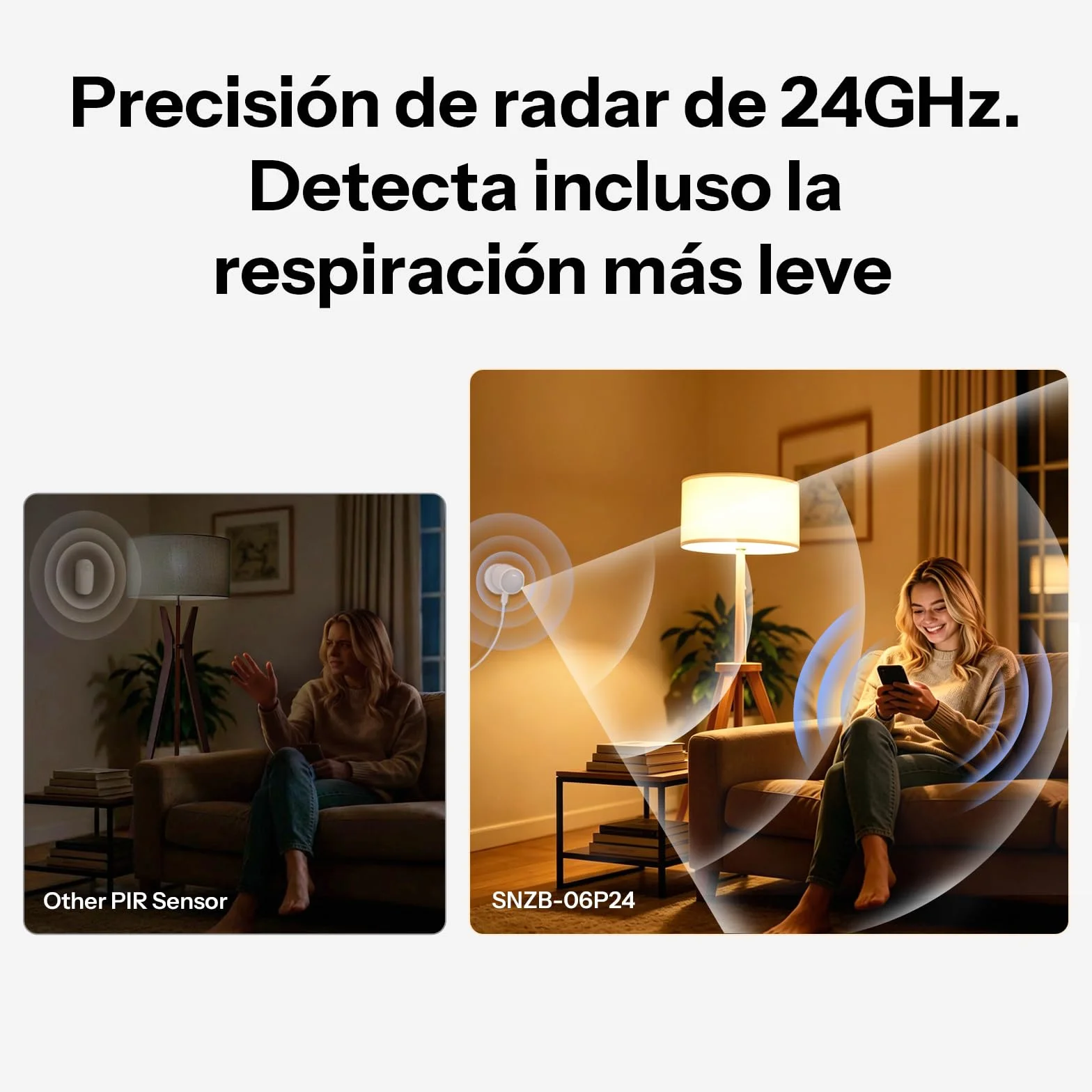 SONOFF SNZB-06P24 Sensor de Presencia Zigbee 24GHz Detección por Zonas Luz Compatible Home Assistant Alexa SmartThings