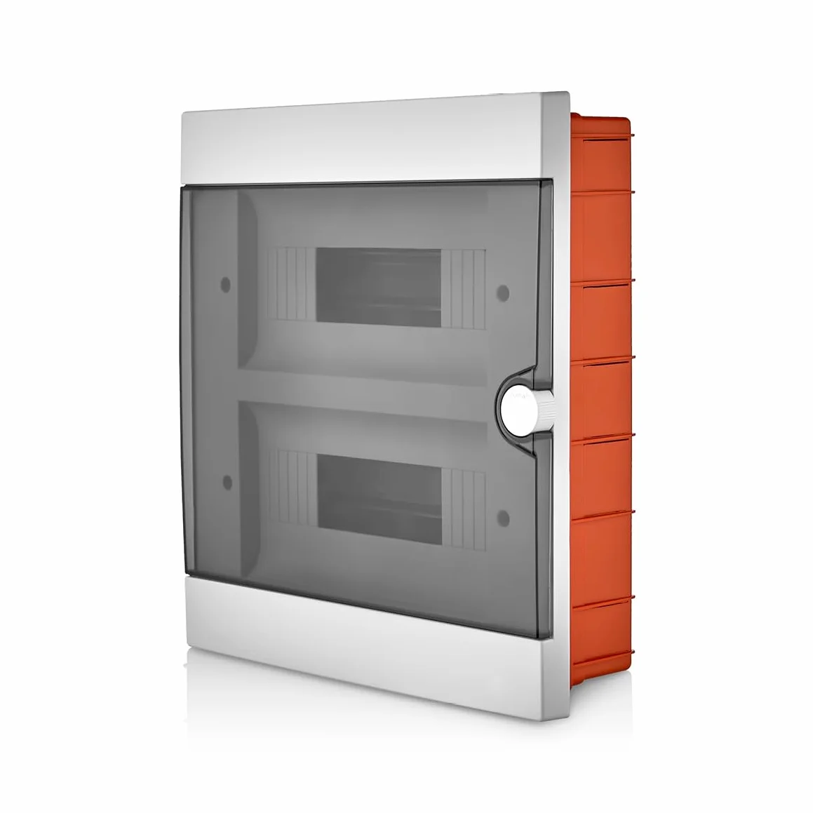 Lion Electric Armario de 2 filas, caja de fusibles de 24 módulos, color blanco, para interruptor de instalación eléctrica IP40, caja de distribución con riel y puerta transparente para todos los