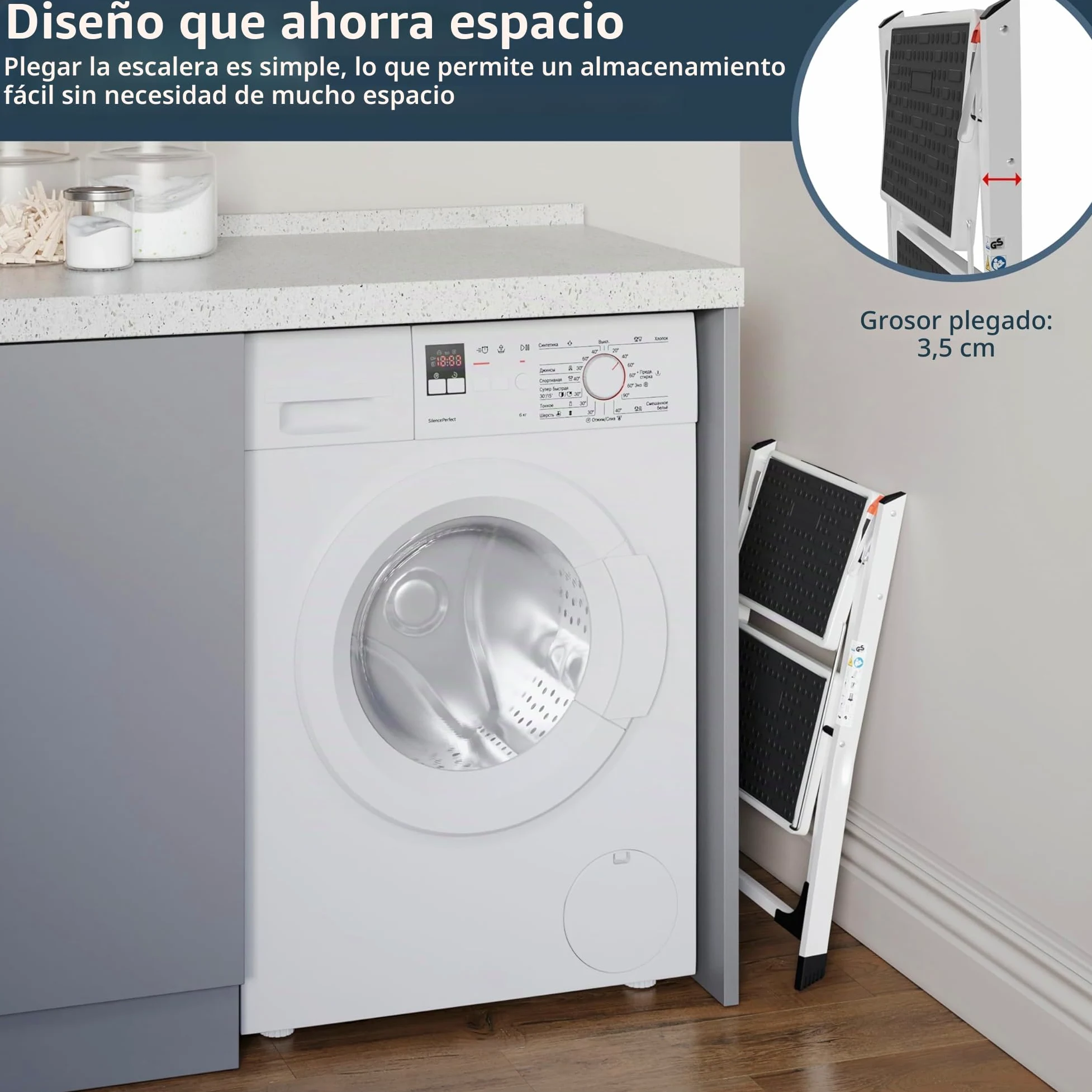 Home Vida – Potro Plegable con Goma Antideslizante, Resistente, de Metal, de Dos escalones y de Color Negro y Blanco