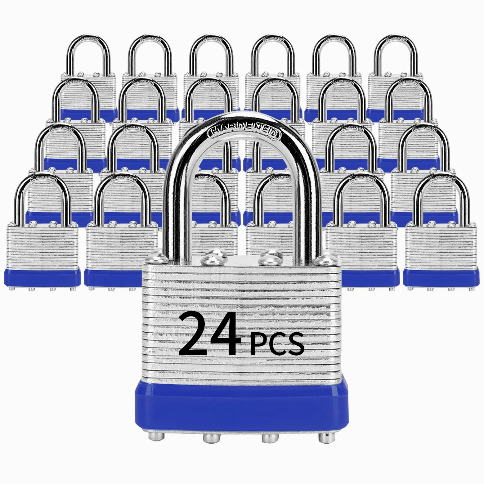 Candados con la misma llave, 24 candados laminados con llave (1-9/16 pulgadas, 40 mm), cerraduras con llave igual, grillete normal, para taquilla de almacenamiento, pestillo de cerrojo, caja de