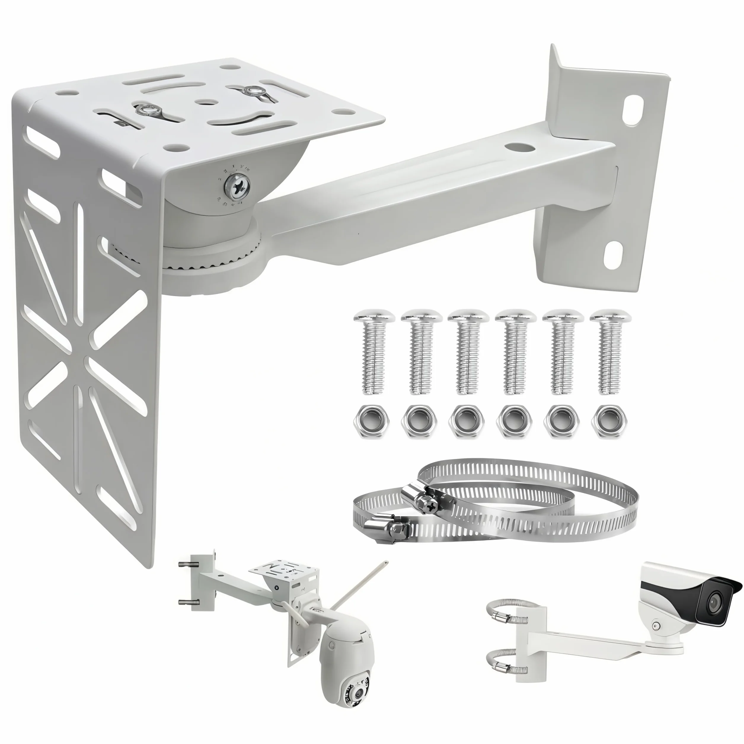 Soporte de Cámara Exterior Ajustable, Soporte Camara Vigilancia, para Cámaras de Seguridad y Videovigilancia, Angular Multiángulo Ajustable para Cámara Exterior, Instalación Fácil y Versátil