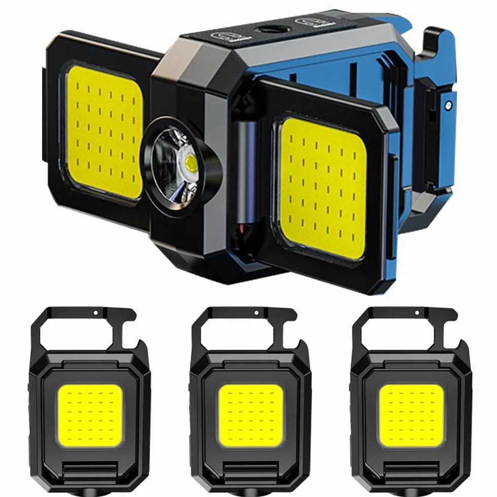 Paquete de 3 Linternas Llavero, Luz 1500 lúmenes COB Mini Linternas LED EDC recargables, Lúmenes Altos, Impermeable Llavero Colgante para Uso Diario, Exterior, Emergencia