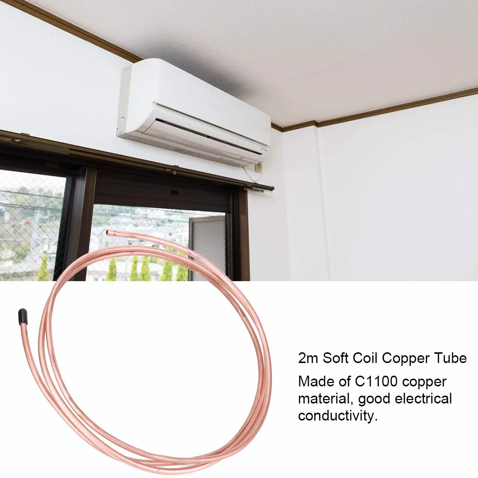 Bobina de Tubo de Cobre Blando 6mm OD 4,8mm ID 0,6mm 2m para Aire Acondicionado Refrigerador