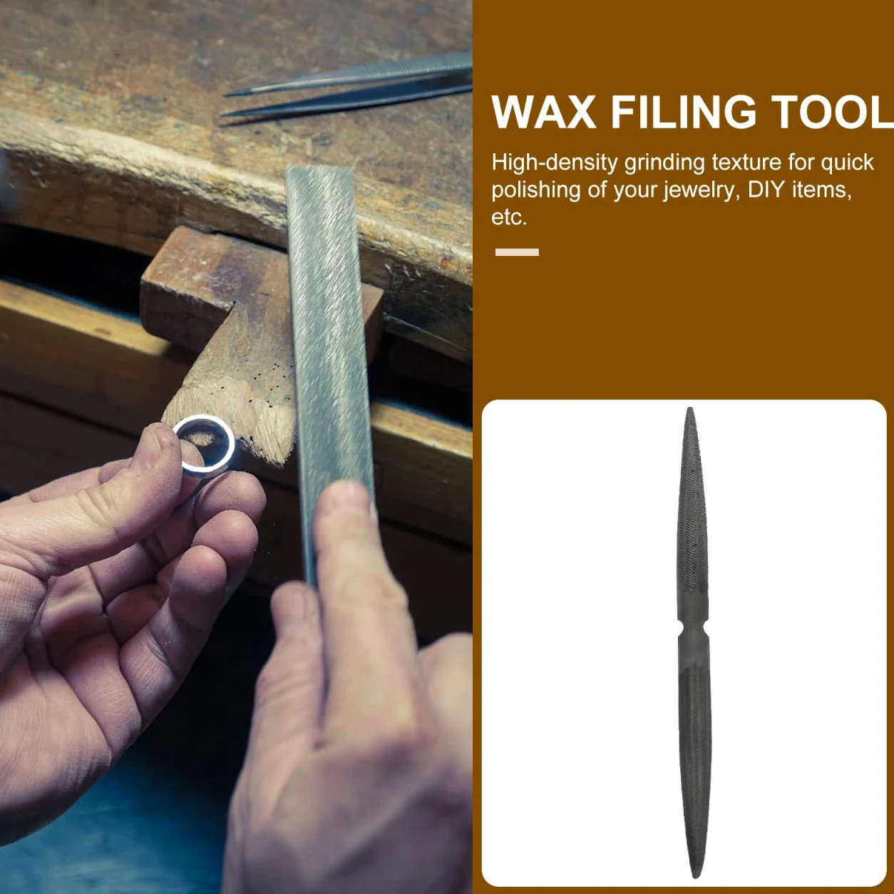 Operitacx Lima de Cera Semicircular Resistente de Doble para Modelado y Tallado Herramienta de Acero Suave Mango Ergonómico para Joyería Bricolaje y Carpintería