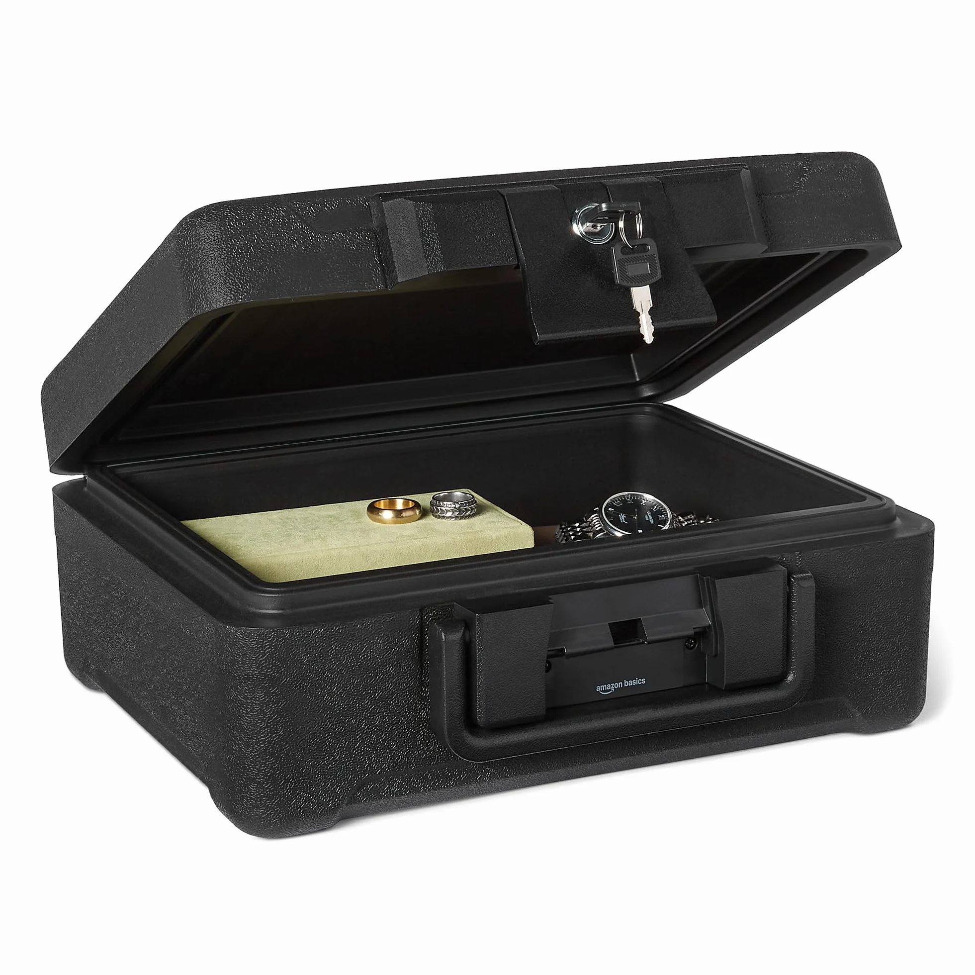 Amazon Basics Caja Fuerte para Documentos Ignífuga y Sumergible con Cerradura de Llave, Capacidad 6,2L, Certificada UL 72 Clase 350, Negra