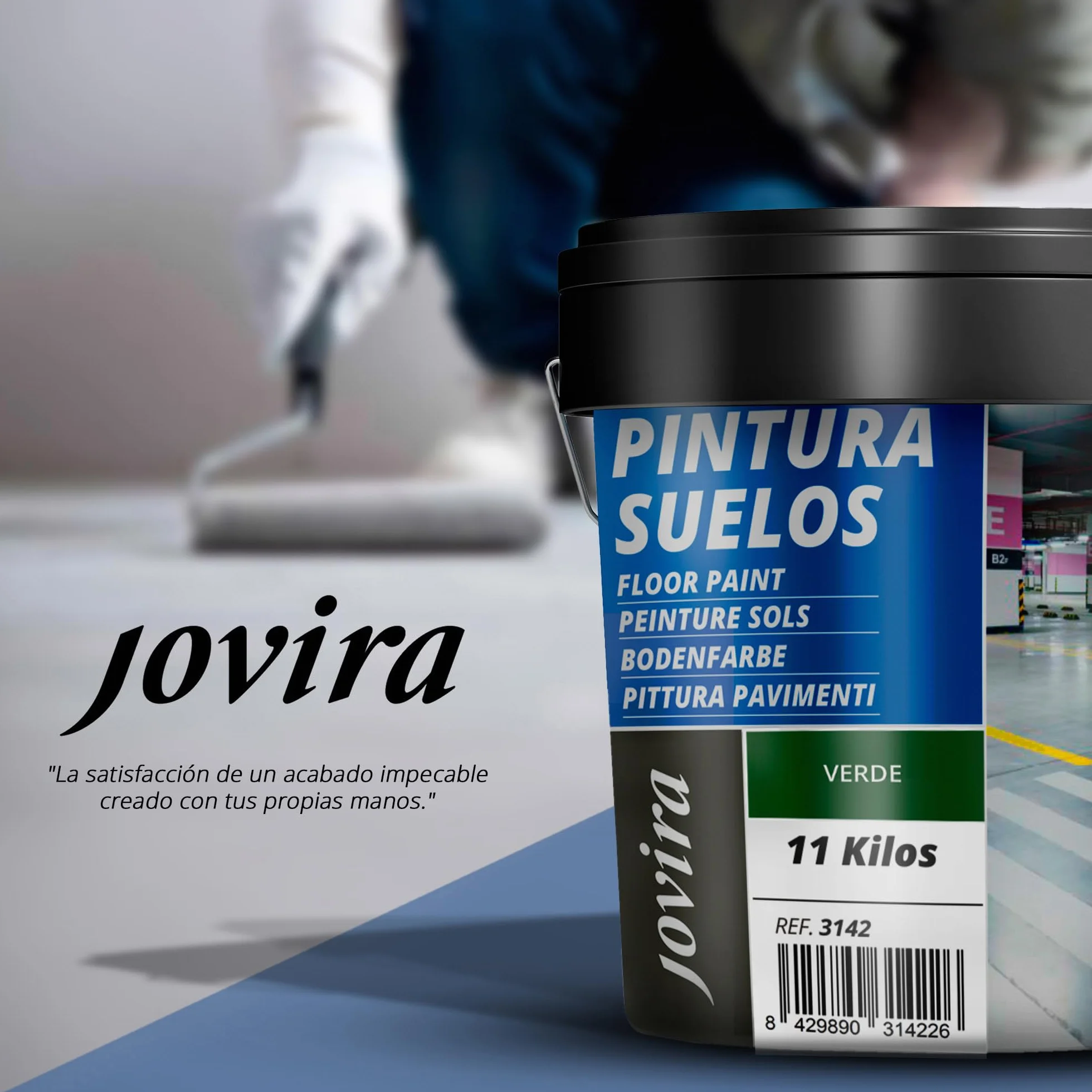 JOVIRA PINTURAS Pintura Suelos, Garajes y Pavimentos Deportivos, En General, Acabado Mate, Protege y Decora Las Superficies de Hormigón, Cemento y Asfalto, (11 Kg, Verde) A-16D