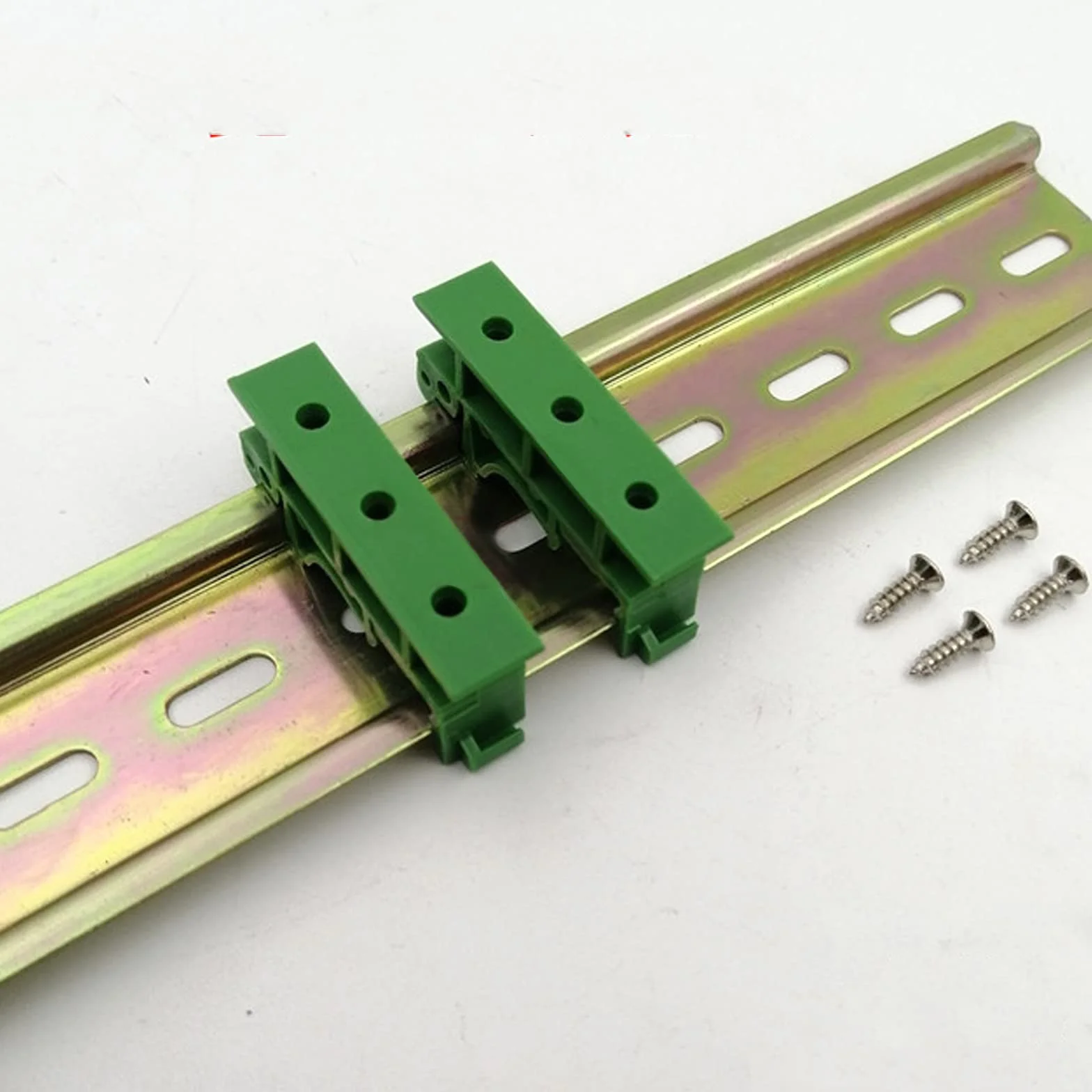 10 juegos(20 Piezas) Adaptador de Riel DIN C45 Soporte con Tornillos,Adaptador de Riel Placa de Circuito para carril DIN 45,verde