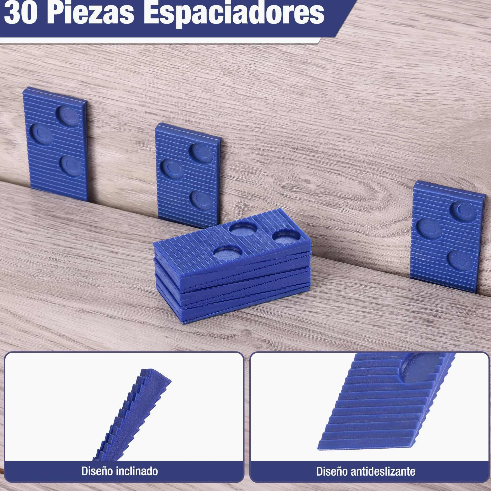 WORKPRO Herramientas para Suelos Laminados con 30 Separadores, Kit de Instalación de Suelo y Piso Laminado, Martillo de Doble Cara, Barra de Tracción y Taco de Impacto
