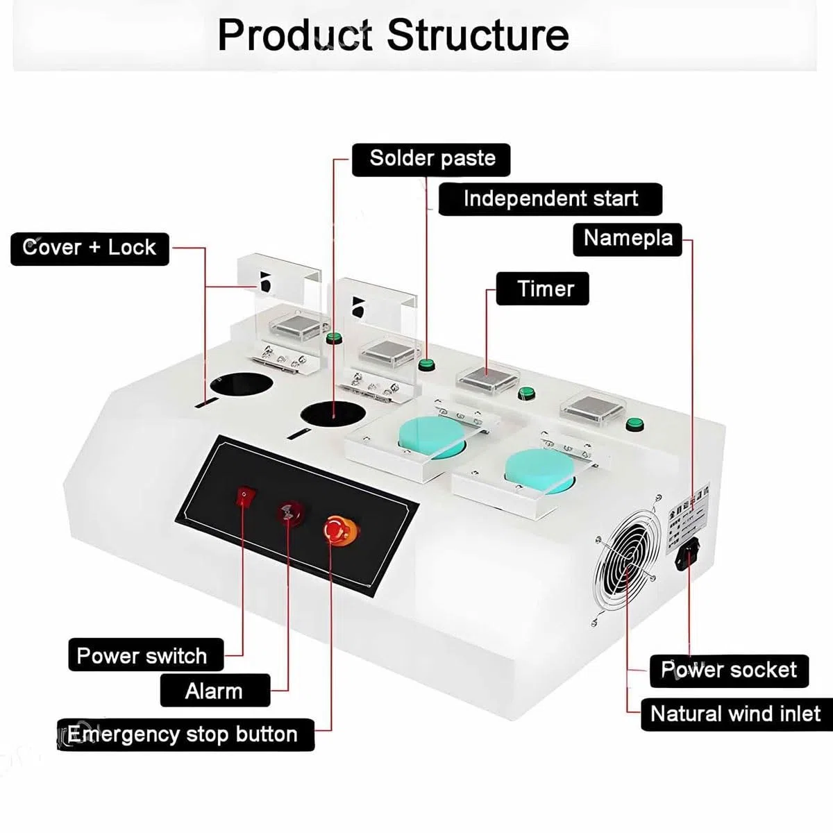 Caja de recalentamiento inteligente for pasta de soldadura con bloqueo temporizado y alarma, máquina descongeladora de pegamento rojo SMT multiestación, control independiente(8holes)
