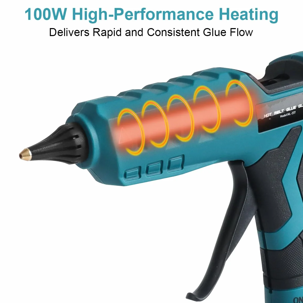 Pistola de pegamento termofusible inalámbrica para batería Makita 18V de 11 mm, tiempo de calentamiento rápido, boquilla de cobre versátil y precisa para proyectos de bricolaje, manualidades y