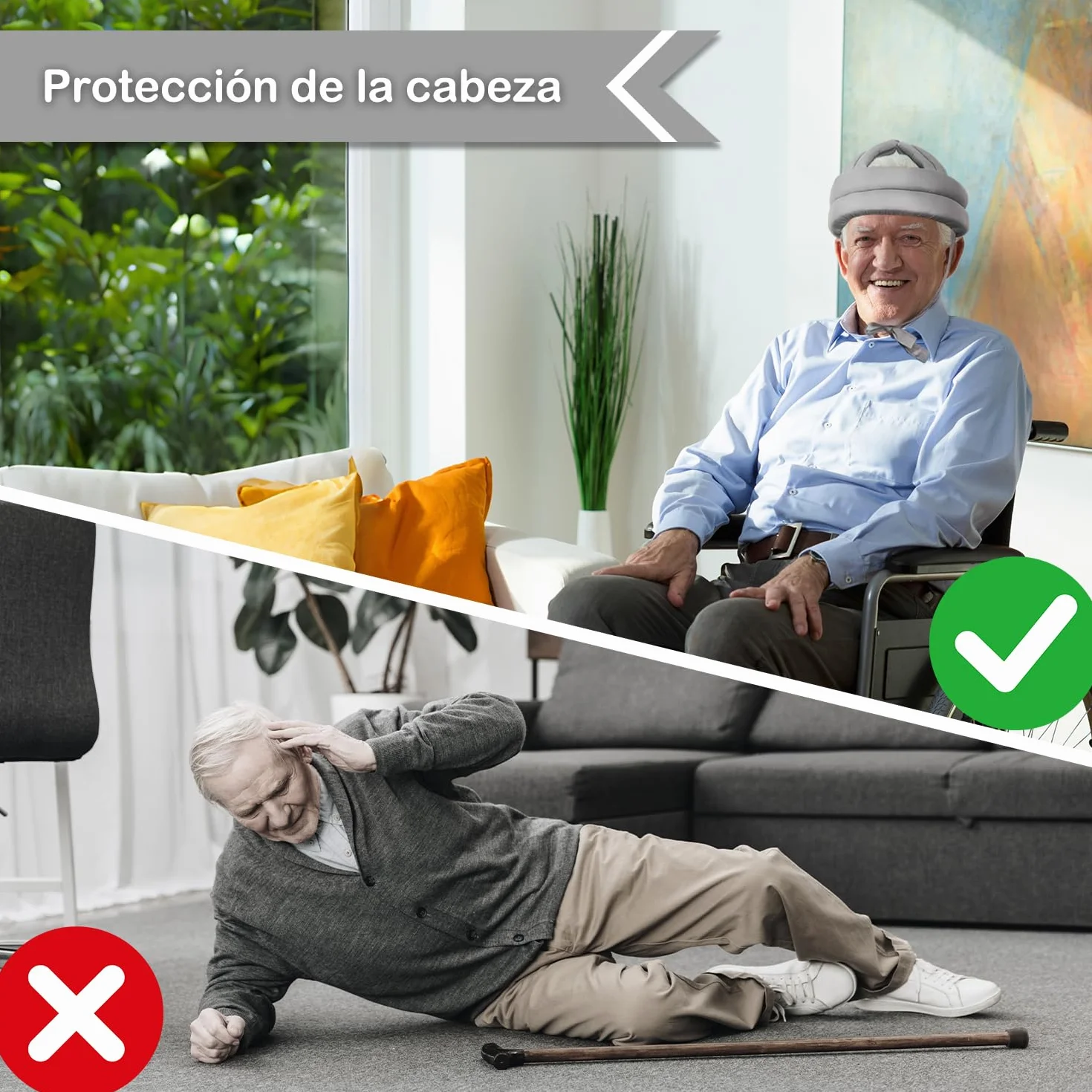 Casco De Seguridad Anticaída para Cabeza De Anciano Gorro Protector Grueso Y Suave Gorro De Protección para La Cabeza para Prevención De Caídas Ajustable para Personas Mayores