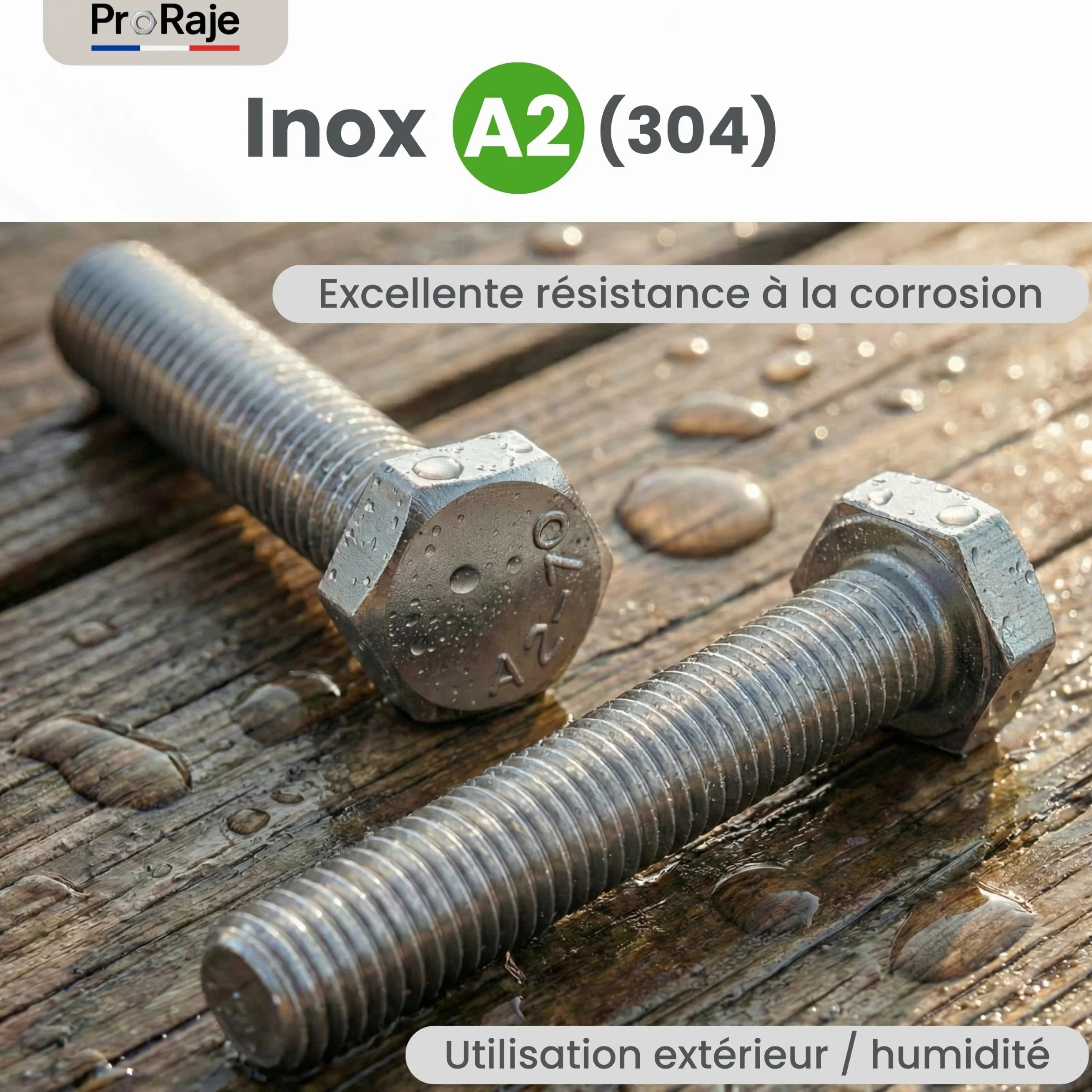 Tornillos de acero inoxidable M16x70 mm con rosca completa, cabeza hexagonal (M16 x 70) - Acero inoxidable A2 (304) - Tornillo de cabeza H (TH) - DIN 933: LOTE DE 10 piezas