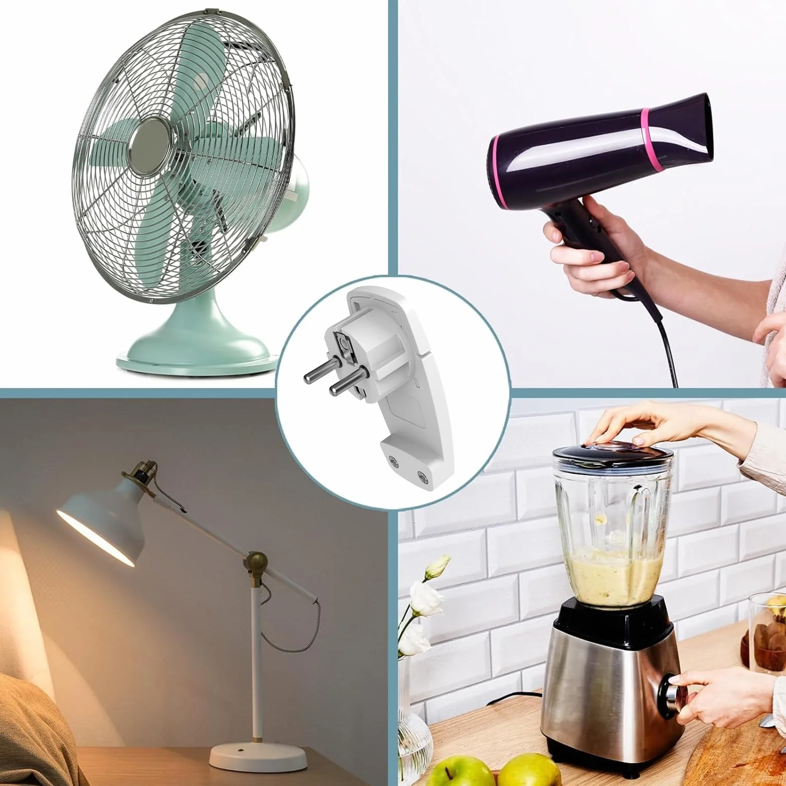 Enchufe Plano 2 Piezas Blanco Schuko IP20 250V 16A 1,5 mm²