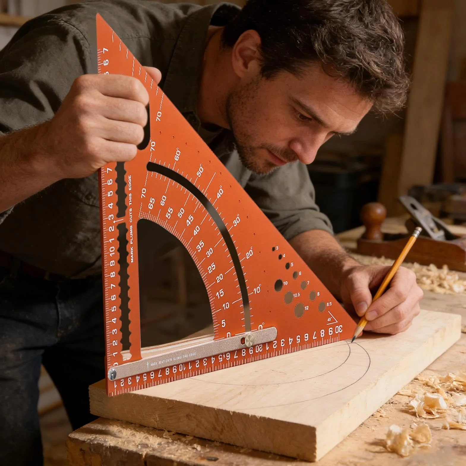 Escuadra de Carpintero Regla Triangular De Carpintería En Aleación De | Escuadra De Carpintero Con Transportador De Ángulos para Profesionales y Aficionados al Bricolaje