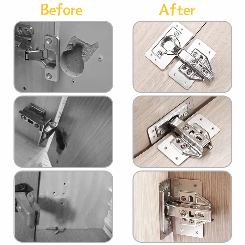 Flintronic 2 Piezas Placa de Reparación de Bisagras de Acero Inoxidable con Tornillos
