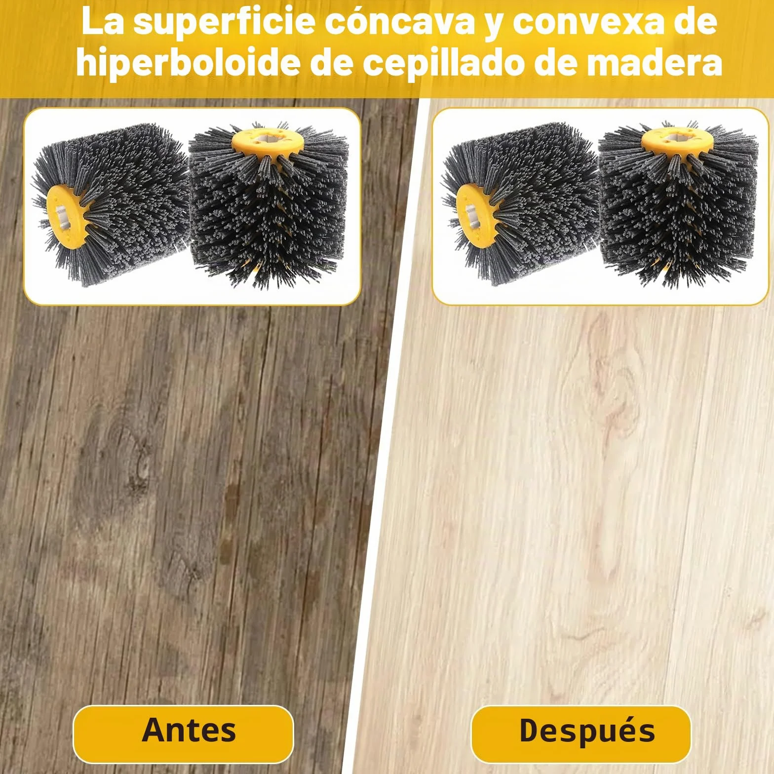 cepillo abrasivos grano 60, 120 x 100 mm, nailon para procesamiento de madera, grit bristle para máquina de satinado, rueda de alambre (Gris)
