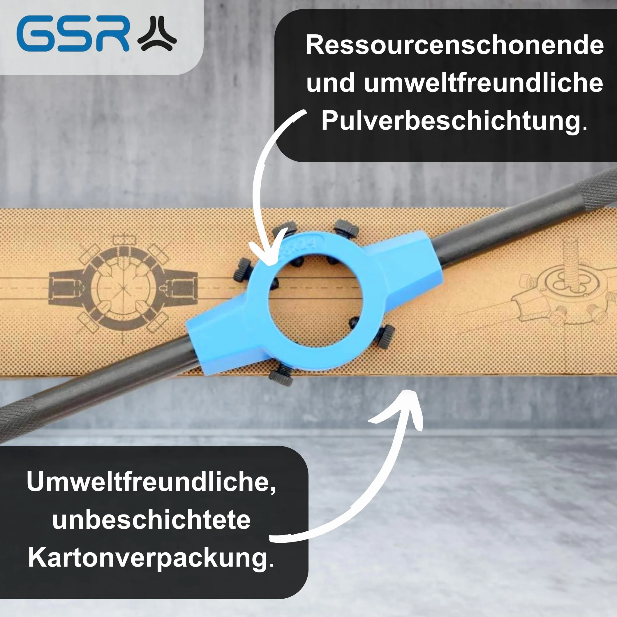 GSR Soporte para terrajas plateado (45 x 14) DIN EN 22568 (DIN 223), zinc fundido a presión, moleteado de las asas para un mejor agarre, acomodar terrajas redondas, herramientas de sujeción