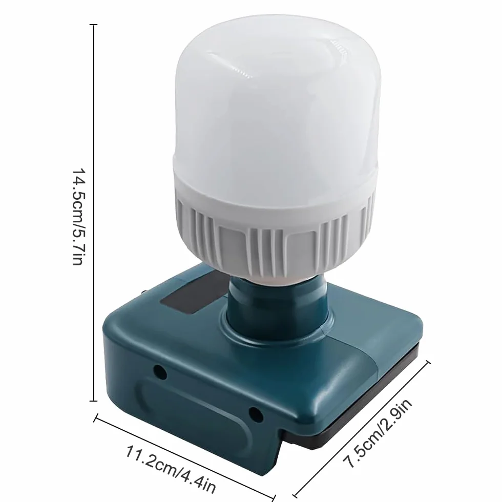 Lámpara de Batería para Makita Batería 18V, Afenau 12W luz de Trabajo con Bombillas E27 Ajustable 350-1300LM, Lámpara Portátil para Obra, Foco de Construcción LED para Batería 18V