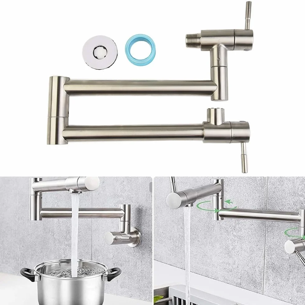 Grifo de latón montado en pared plegable para cocina