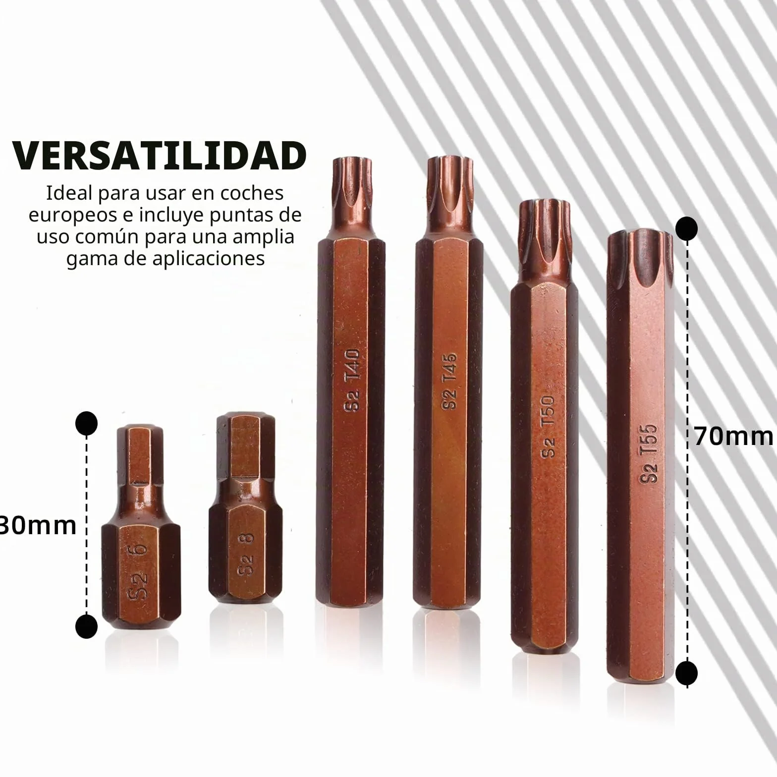 CCLIFE 40 piezas Juego de Puntas Torx XZN Puntas de Vaso Puntas Hexagonal S2 puntas T20-T55 M5-M12 H4-H12