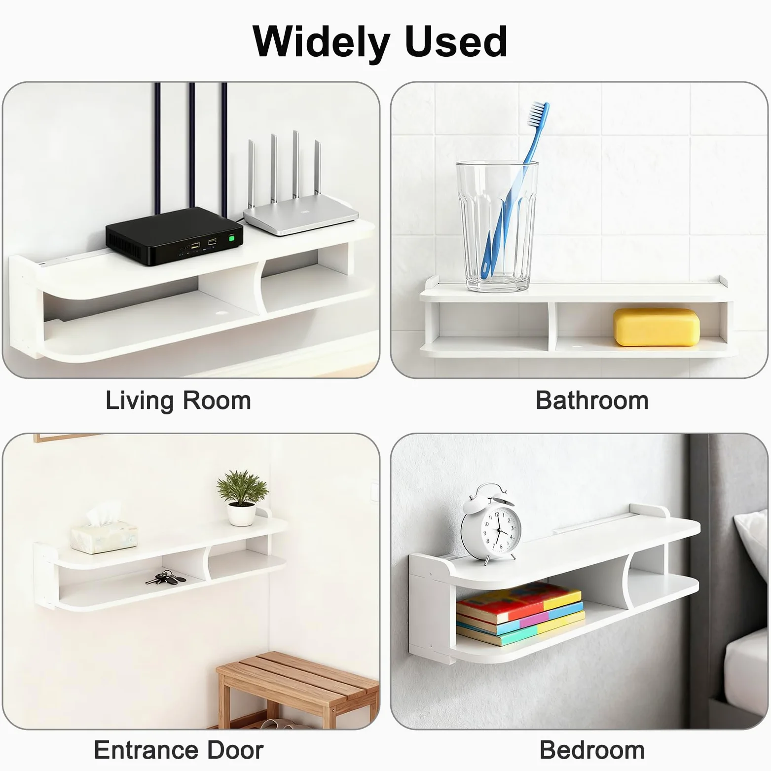DAZZLEEX - Caja de almacenamiento para router WiFi, 50 cm, sin perforación, para sala de estar, TV, decodificador, reproductor de DVD
