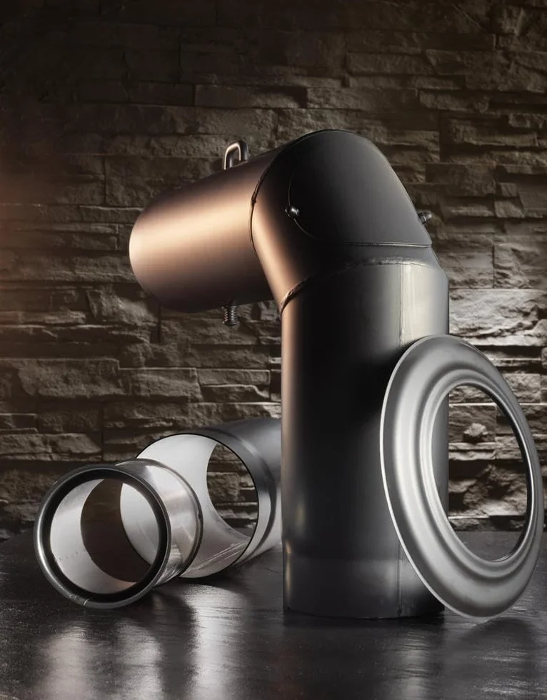 Kamino - Flam – Tubo con válvula para chimenea (Ø 120 mm/longitud 250 mm), Tubo de escape para estufa de leña, Conducto de humos – acero resistente a altas temperaturas – durable, estable – negro