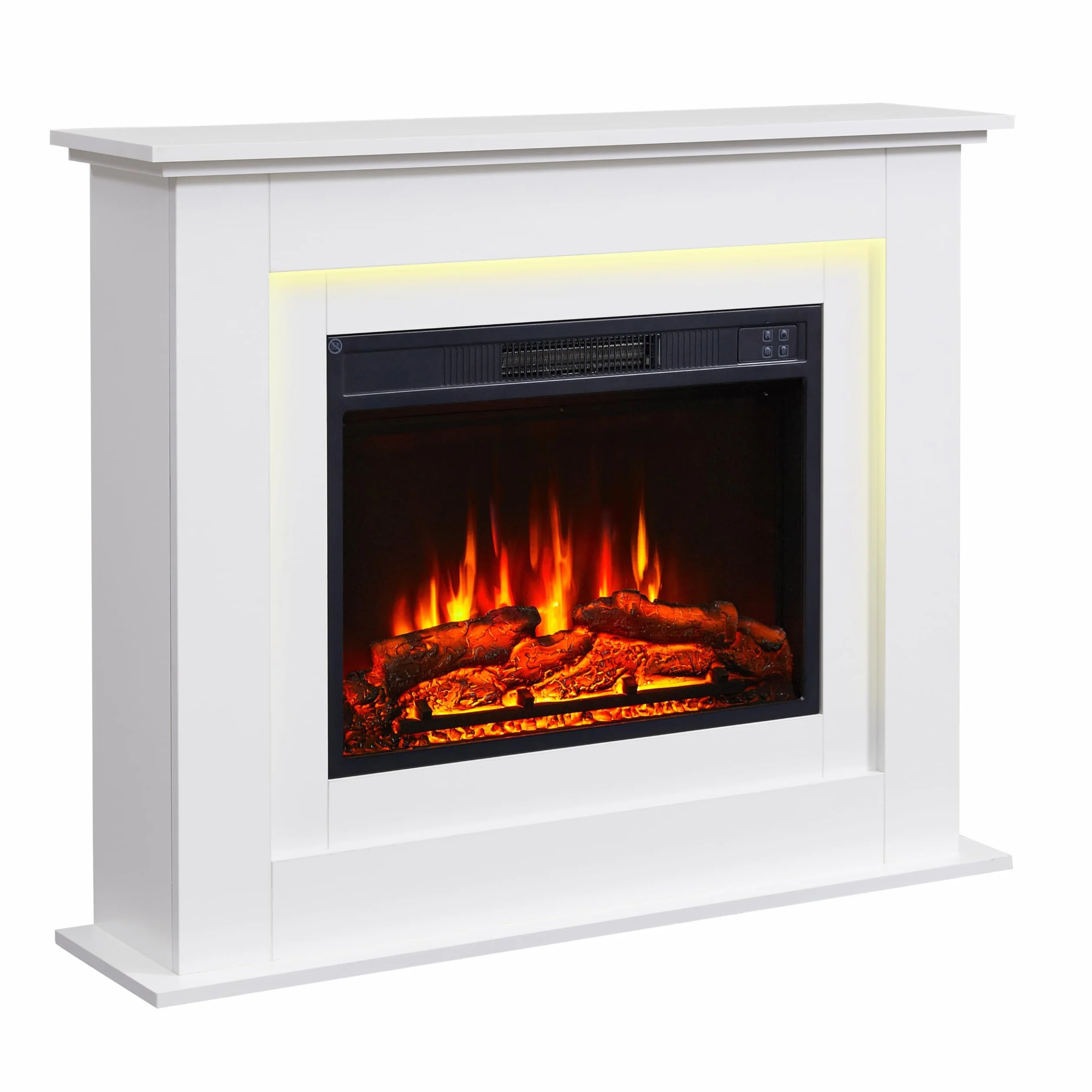 BALDERIA Finn - Chimenea eléctrica con Mueble Blanco, Estufa eléctrica bajo Consumo