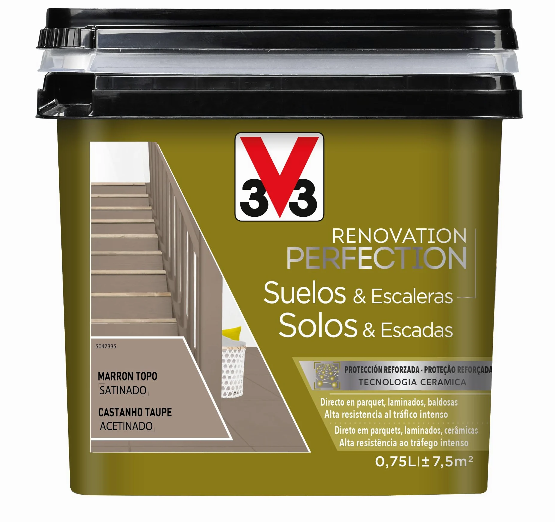 V33 Esmalte Renovation Perfection Suelos Marrón Topo Satinado 0,75L