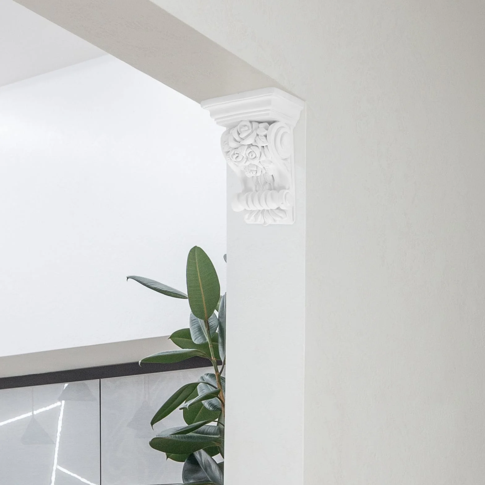 Yardenfun Ménsulas Estilo Europeo Detalles Tallados Delicados de Poliuretano Ligeras y Fáciles de Cortar y Atornillar para Adornos de Interiores y Salón