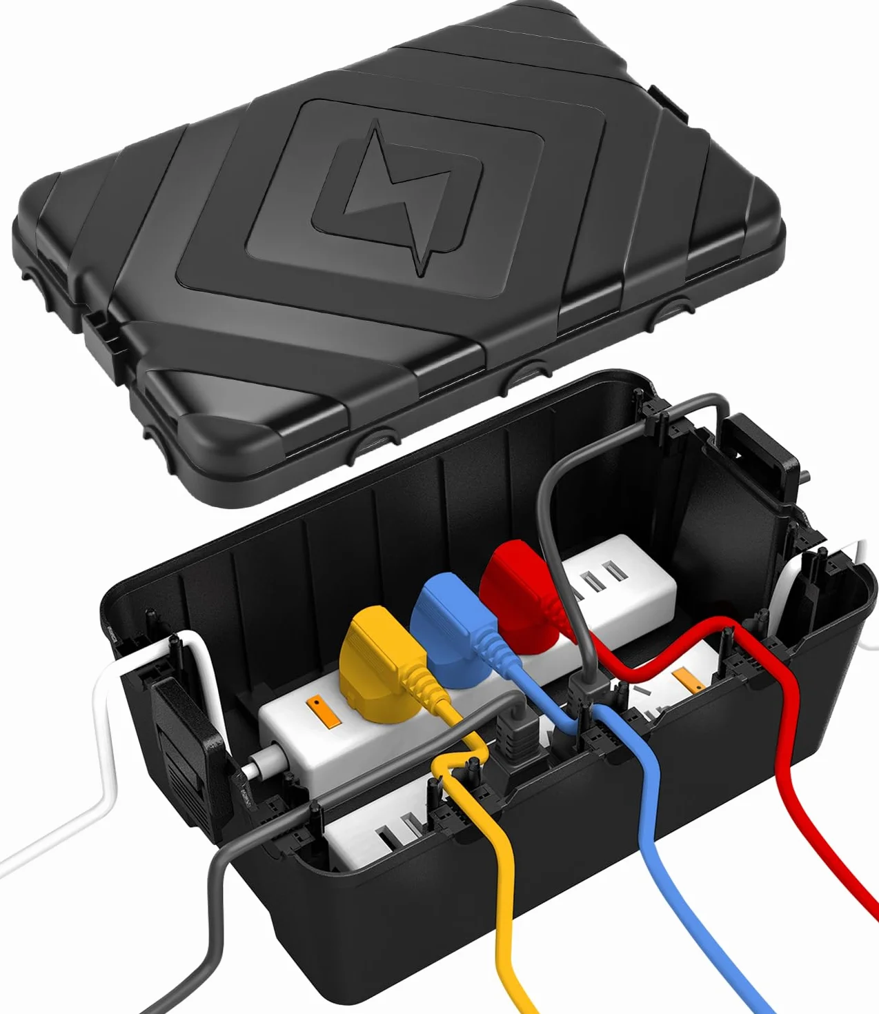 IP54 Caja de cables impermeable grande 32 x 22 x 13 cm, resistente al agua, 7 entradas de cable, caja eléctrica para proteger enchufe, cable de extensión, enchufe de jardín, luz de vacaciones