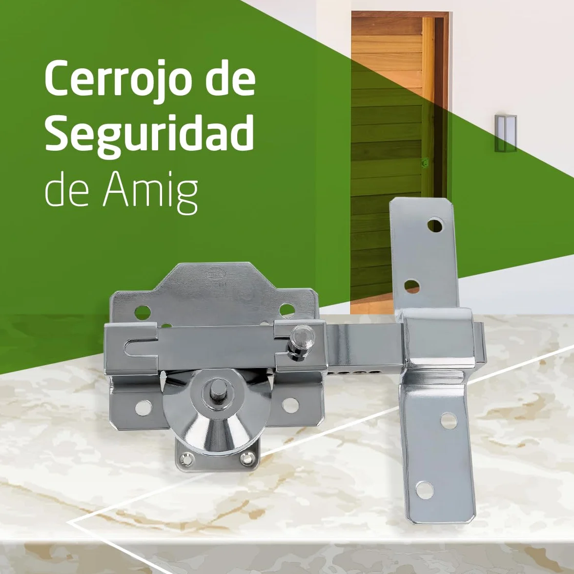 Amig - Cerrojo de Seguridad con Cilindro Redondo – Alta Resistencia a Extracción – Incluye 5 Llaves – 153 x 88 mm - Cerradura de Sobreponer - Acero - Cilindro 50 mm - Plateado