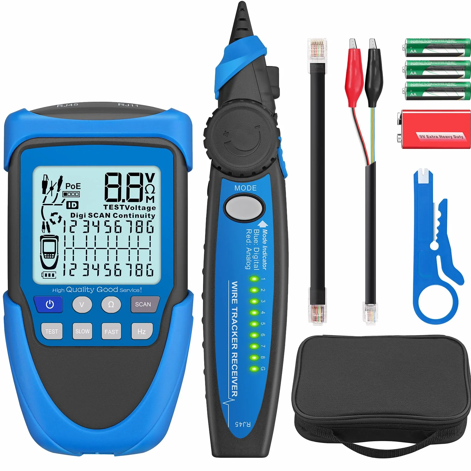 Probador de Cable POE Rastreador de Cables RJ45 LCD Buscador de Líneas CAT5/5e CAT6 Cat7 Cat8 Prueba de Voltaje