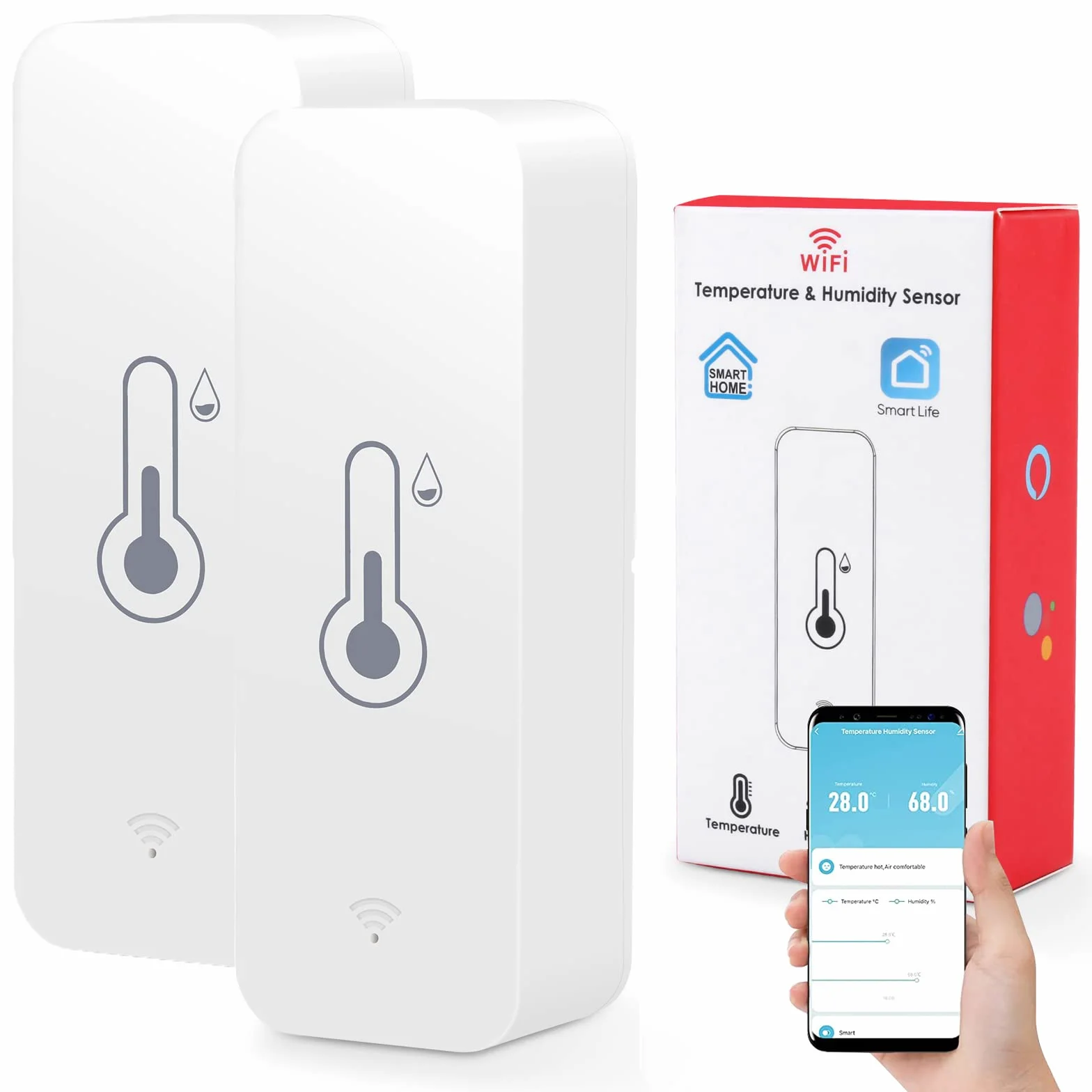 Coikes Sensor de termómetro de higrómetro WiFi para el hogar, Tuya WiFi Inteligente Sensor de Temperatura y Humedad, sensor de humedad, Bluetooth Termómetro Higrómetro, para Hogar, Oficina, Hotel (2)