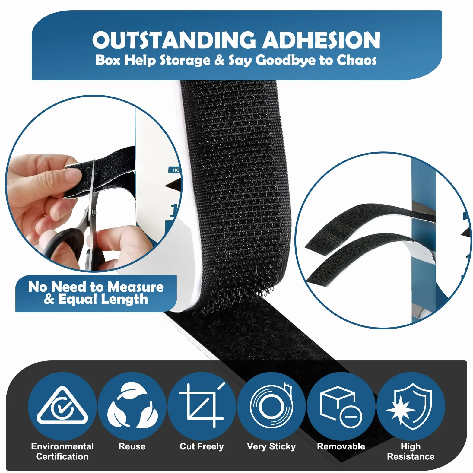Multifuncional Belcro Adhesivo Doble Cara Fuerte 20 mm x 8 m, Negro Adhesivo Doble Cara Extrafuerte para Interiores y Exteriores, para Casa