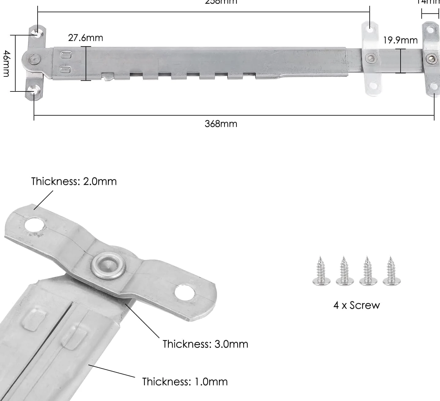 Limitador de Ventana, Ajustable Soporte Ventana Restrictor Refuerzo Ventana Soporte Abatible Telescópico Acero Inoxidable Puntal Ventana Externo Prueba Viento 28x6cm/11,0x2,4in (2 Pcs)