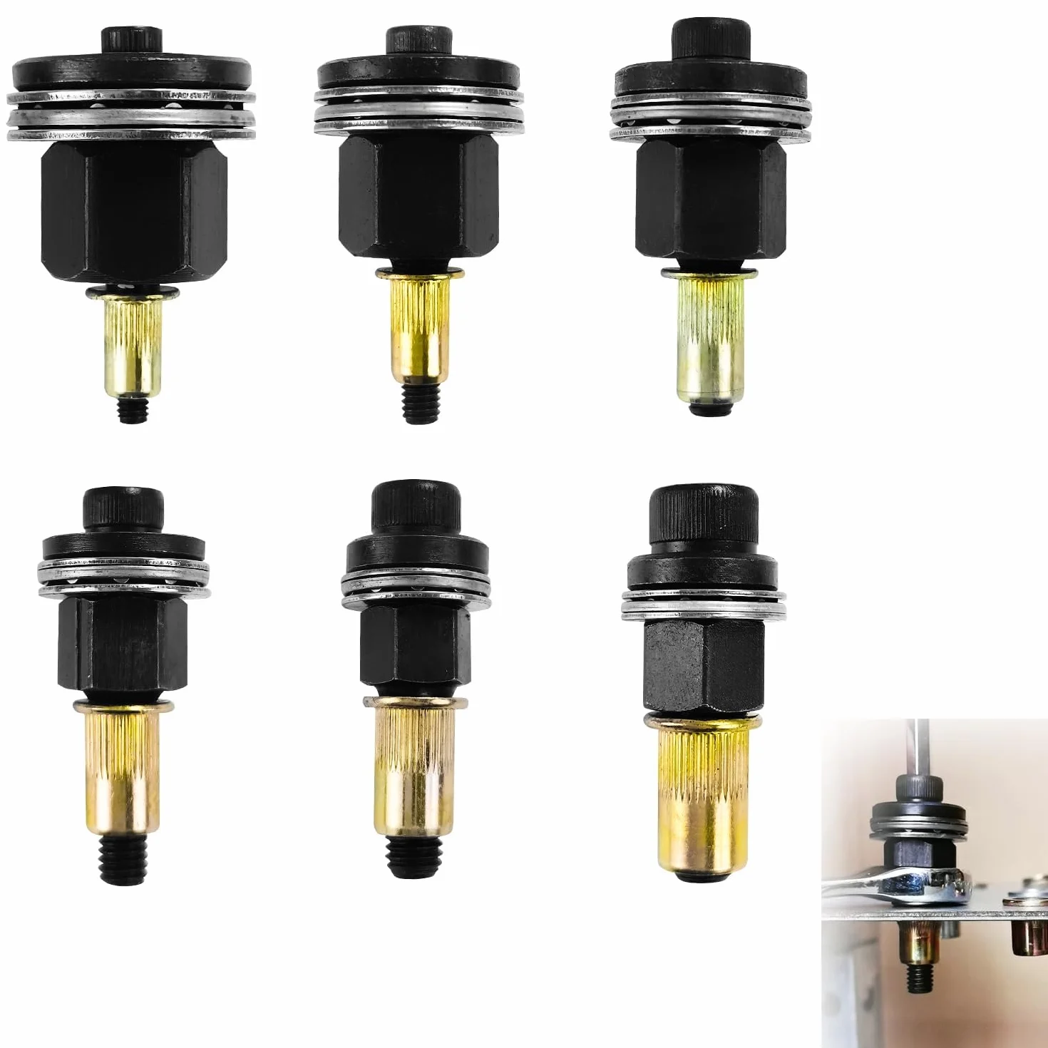 6 Piezas Remaches Roscados Remachadora Manual de Cabezales Kit, M3, M4, M5, M6, M8, M10 Remachadora de Tuercas Accessori, Juego de Cabezales para Remachar a Mano, para Alicates de Remachar (6)